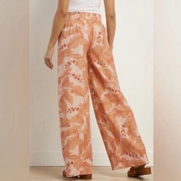 Soft Surroundings Trousers Garden Wide Leg orange tropical floral print pants - Picture 2 of 6